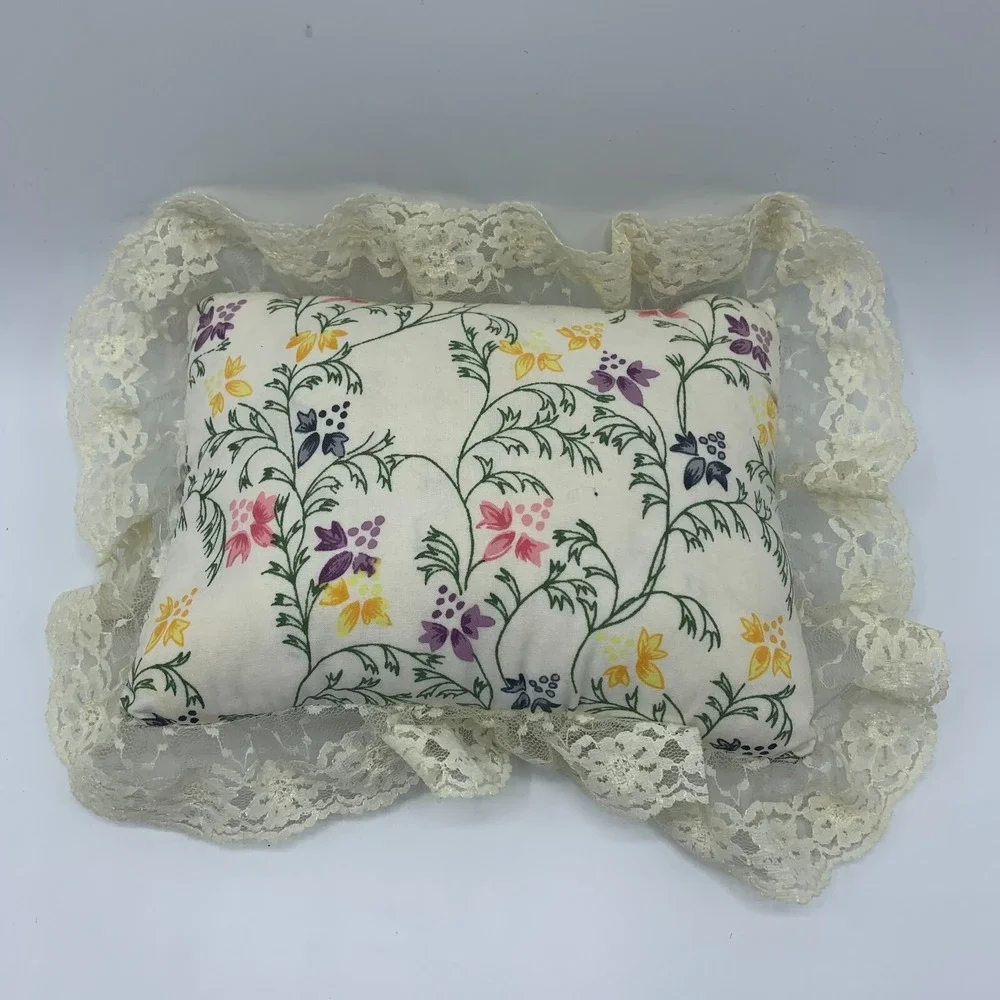 Vintage 1980's Floral Lace Pillow Gift 